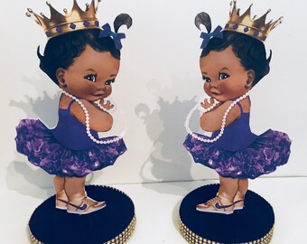 Large Purple And Gold Baby Shower Crown Centerpiece Royal