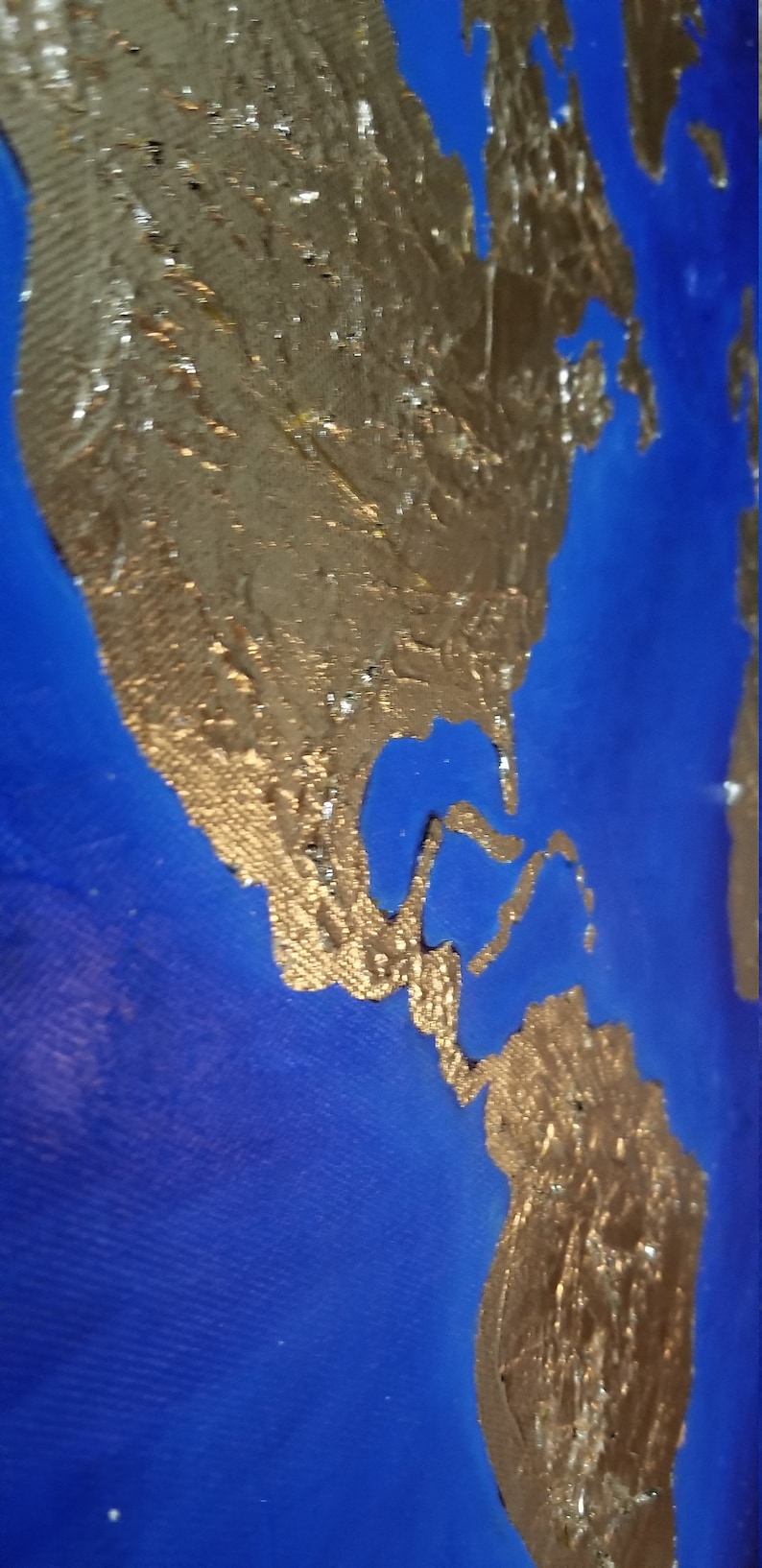 World Map, Wall Art, Abstract Painting, Gold Leaf Painting Etsy