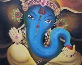 Ganesh, Vinayaka, Ganesha, Hindu God, Indian Art, Wall Art, Traditional Painting, Acrylic painting Oil painting