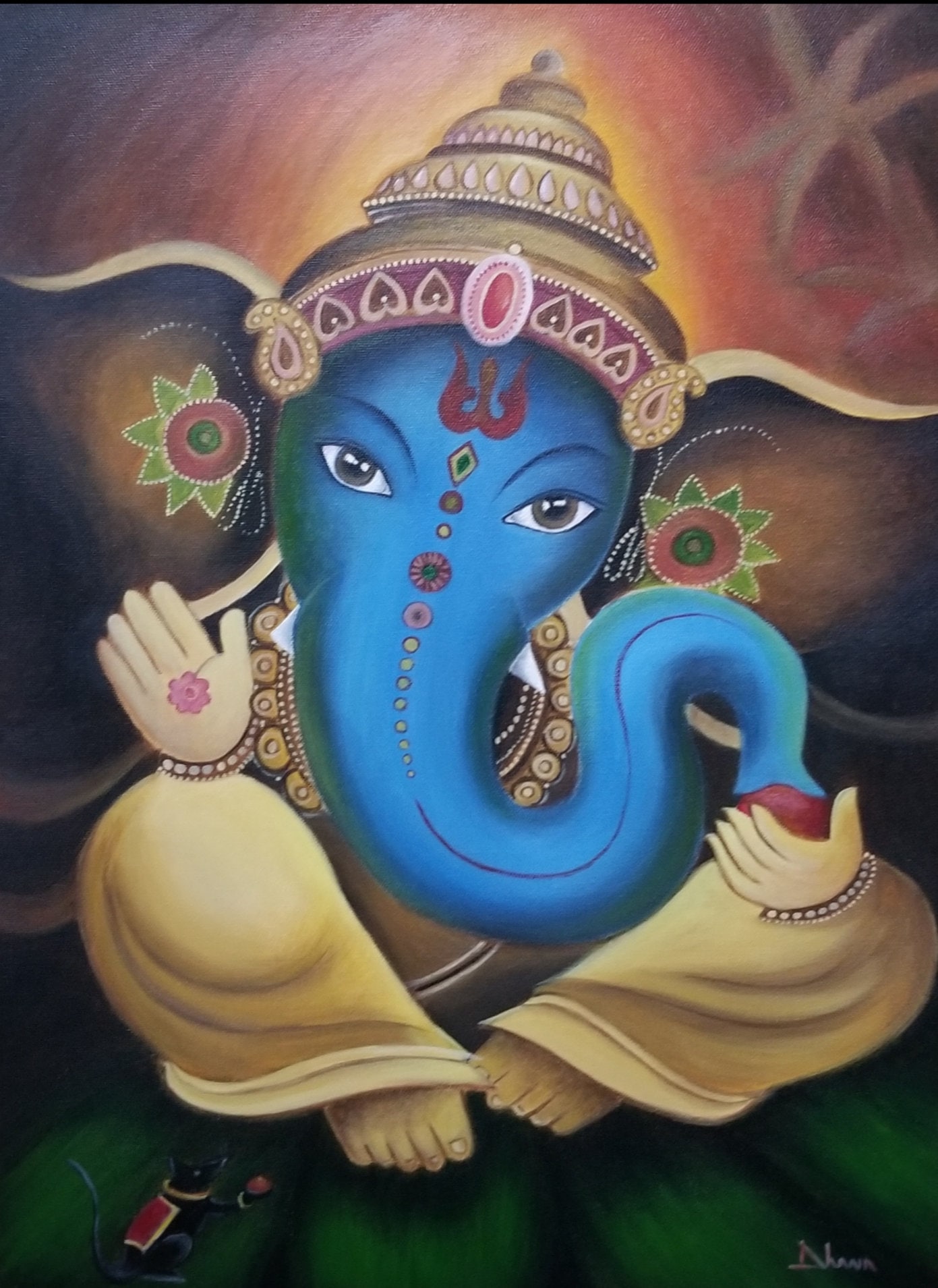 Lord Ganesha, Lord Ganapati, Indian God Painting, Canvas painting