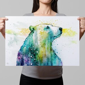 Arctic Beauty: Polar Bear Watercolor Painting, Giclee Print on Canvas, Artist Paper, Watercolor Paper, Available in Extra Large Sizes Unframed Art Print
