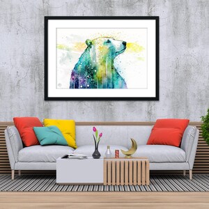 Arctic Beauty: Polar Bear Watercolor Painting, Giclee Print on Canvas, Artist Paper, Watercolor Paper, Available in Extra Large Sizes Framed/Matted Print