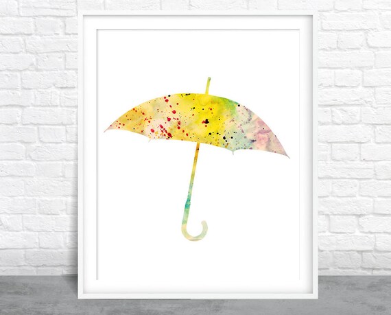 Umbrella Watercolor Colorful Silhouette Art Splatter | Etsy