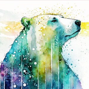 Arctic Beauty: Polar Bear Watercolor Painting, Giclee Print on Canvas, Artist Paper, Watercolor Paper, Available in Extra Large Sizes Bild 3