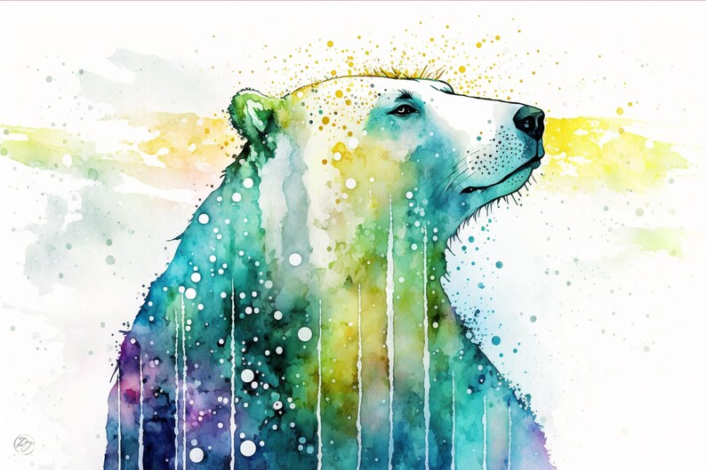 Arctic Beauty: Polar Bear Watercolor Painting, Giclee Print on Canvas, Artist Paper, Watercolor Paper, Available in Extra Large Sizes Bild 3