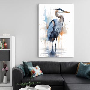 Blue Majesty: Blue Heron Watercolor Wall Art, Giclee Print on Canvas, Artist Paper, Watercolor Paper, Available in Extra Large Sizes image 7