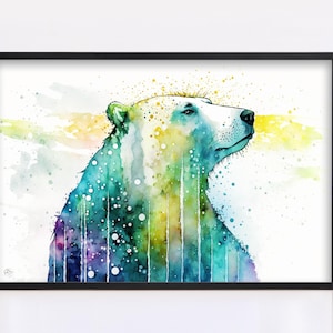 Arctic Beauty: Polar Bear Watercolor Painting, Giclee Print on Canvas, Artist Paper, Watercolor Paper, Available in Extra Large Sizes Bild 1