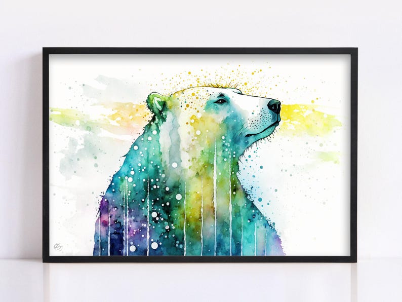 Arctic Beauty: Polar Bear Watercolor Painting, Giclee Print on Canvas, Artist Paper, Watercolor Paper, Available in Extra Large Sizes Bild 1