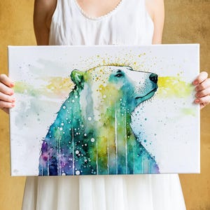 Arctic Beauty: Polar Bear Watercolor Painting, Giclee Print on Canvas, Artist Paper, Watercolor Paper, Available in Extra Large Sizes Bild 5