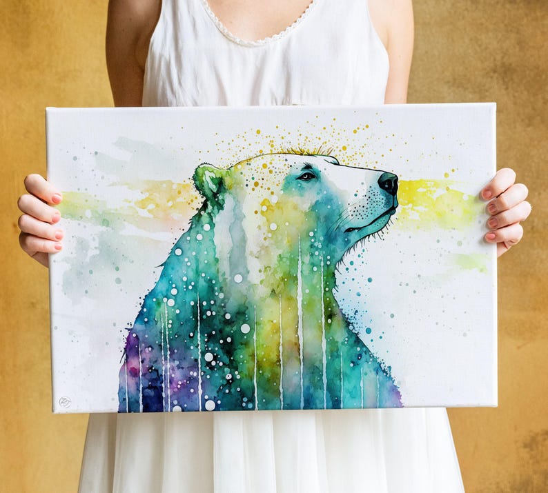 Arctic Beauty: Polar Bear Watercolor Painting, Giclee Print on Canvas, Artist Paper, Watercolor Paper, Available in Extra Large Sizes Bild 5