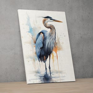 Blue Majesty: Blue Heron Watercolor Wall Art, Giclee Print on Canvas, Artist Paper, Watercolor Paper, Available in Extra Large Sizes image 4