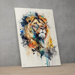 Majestic Lion: Watercolor Lion Wall Art Print, Giclee Print on Canvas, Artist Paper, Watercolor Paper, Available in Extra Large Sizes Canvas Print