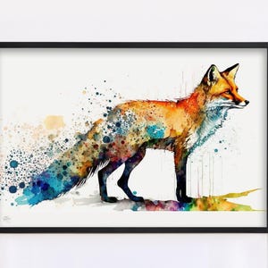Wildlife Beauty: Fox Watercolor Painting, Giclee Print on Canvas, Artist Paper, Watercolor Paper, Available in Extra Large Sizes