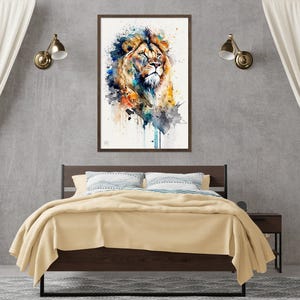 Majestic Lion: Watercolor Lion Wall Art Print, Giclee Print on Canvas, Artist Paper, Watercolor Paper, Available in Extra Large Sizes image 8