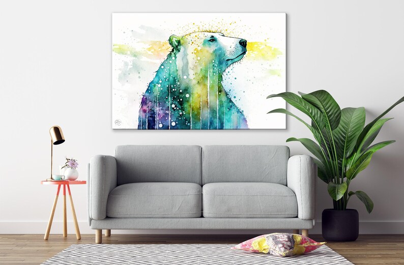 Arctic Beauty: Polar Bear Watercolor Painting, Giclee Print on Canvas, Artist Paper, Watercolor Paper, Available in Extra Large Sizes Bild 7
