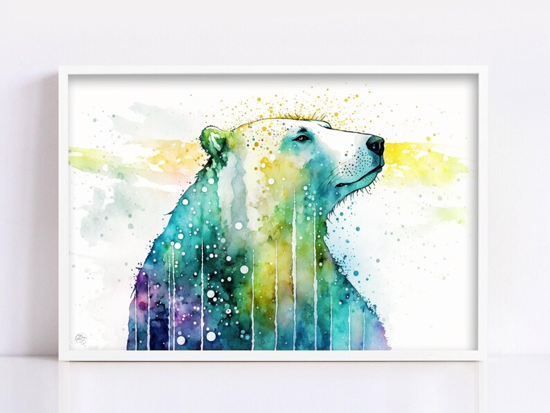 Arctic Beauty: Polar Bear Watercolor Painting, Giclee Print on Canvas, Artist Paper, Watercolor Paper, Available in Extra Large Sizes Bild 2