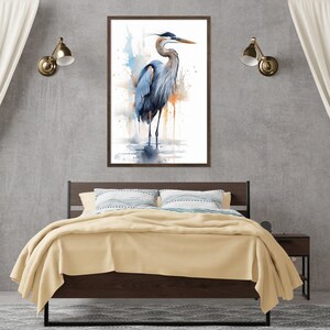 Blue Majesty: Blue Heron Watercolor Wall Art, Giclee Print on Canvas, Artist Paper, Watercolor Paper, Available in Extra Large Sizes image 8
