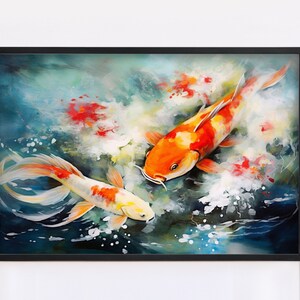 Japanese Koi Watercolor Art for Walls, Giclee Print on Canvas, Artist Paper, Watercolor Paper, Available in Extra Large Sizes