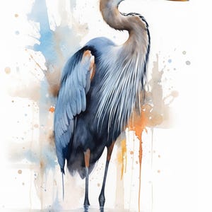 Blue Majesty: Blue Heron Watercolor Wall Art, Giclee Print on Canvas, Artist Paper, Watercolor Paper, Available in Extra Large Sizes image 3