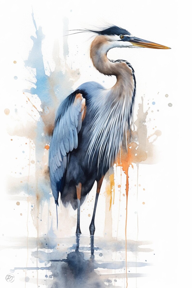 Blue Majesty: Blue Heron Watercolor Wall Art, Giclee Print on Canvas, Artist Paper, Watercolor Paper, Available in Extra Large Sizes image 3