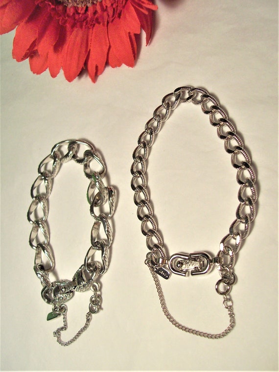 Vintage Circa 1960s Monet Silver Tone Cable Link … - image 2