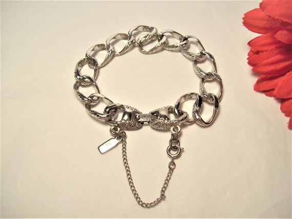 Vintage Circa 1960s Monet Silver Tone Cable Link … - image 3