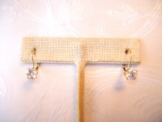 Pre-owned Vintage 14K Yellow Gold CZ Drop Earrings - image 4
