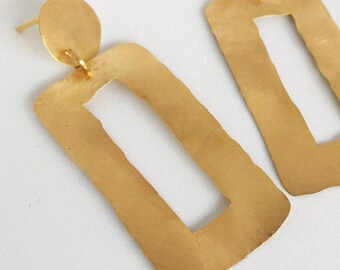 Big earrings, Rectangular shaped earrings, long and super light weight