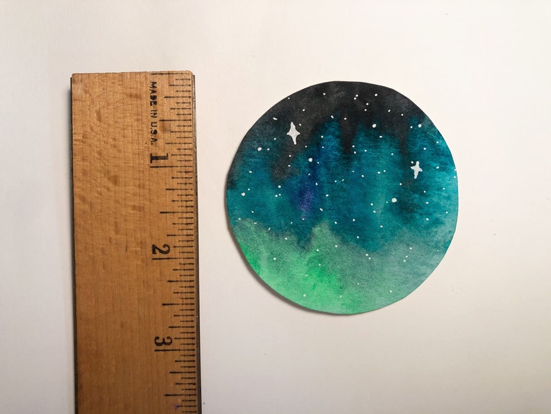 Winter Sky Circle Mini Watercolor Painting