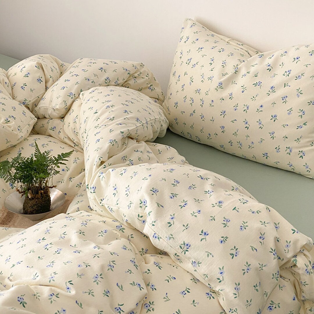 Fresh Blue Floral 100 Cotton Duvet Cover Set Blue Floral Bedding Twin