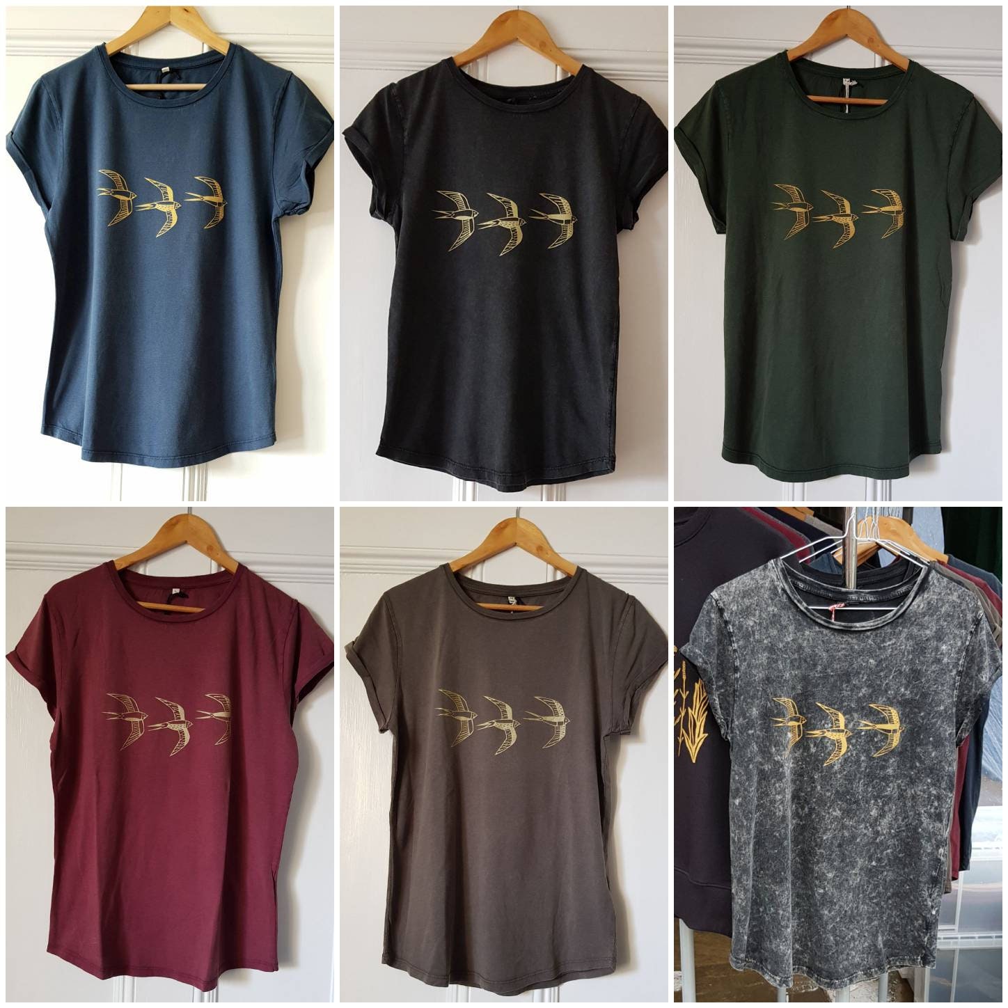 Swallow Print T-shirt Womens Roll 