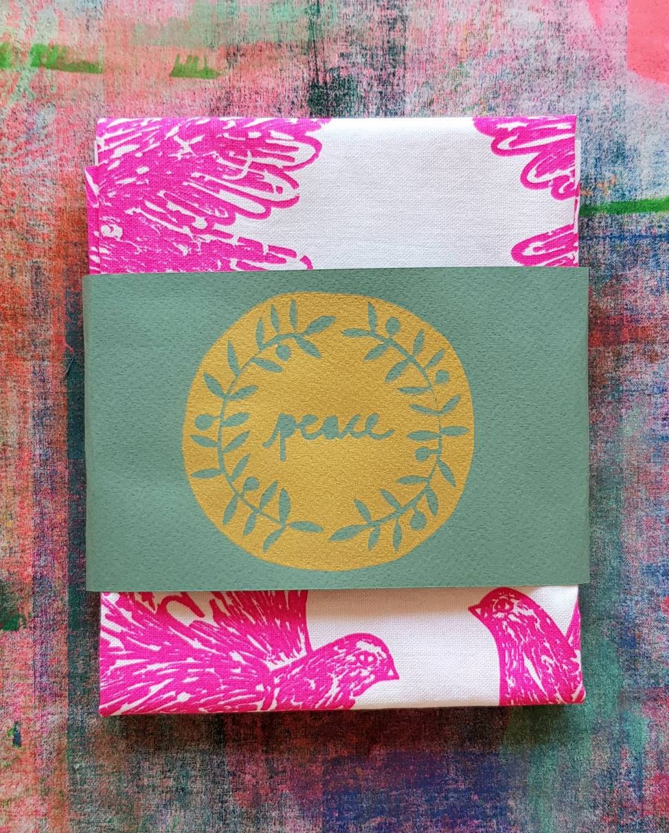 Dove Print Tea Towel Handprinted Cotton Tea Towel. Etsy