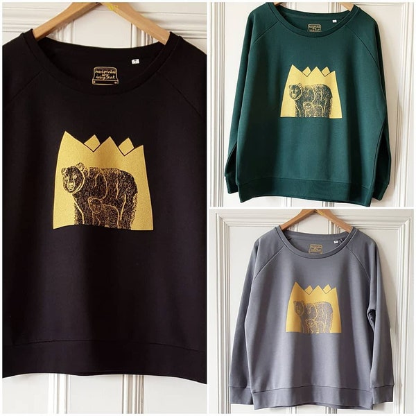 Bear print sweatshirt - bear and cub organic cotton sweatshirt.