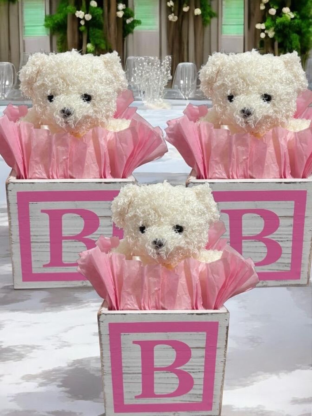 Teddy Bear Baby Shower Centerpiece Set, Baby Shower Girl Centerpieces ...