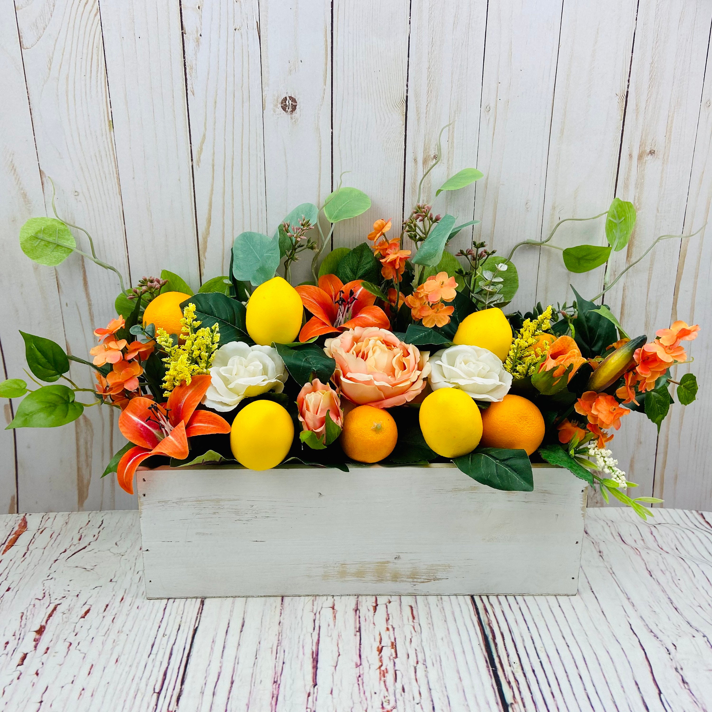 Orange and Yellow Centerpiece Floral Centerpieces for Dining Etsy