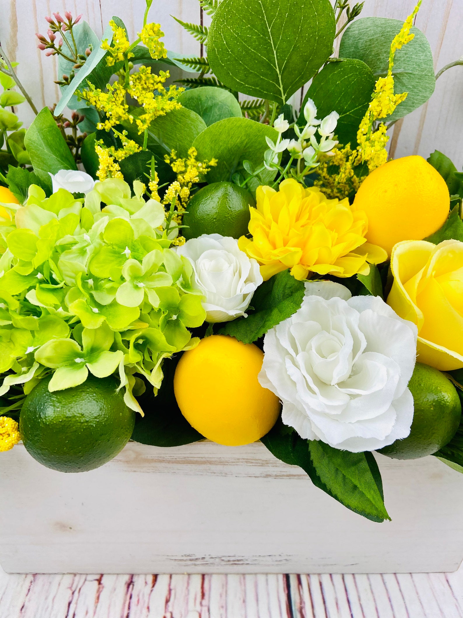 Lemon and Lime Decor Lemon Floral Centerpiece Arrangement Etsy