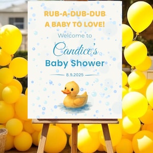 Rubber Duck Baby Shower Welcome Sign, Duck Baby Shower Printable Sign, Gender Neutral Rubber Duck Baby Shower Sign, Duck baby shower decor