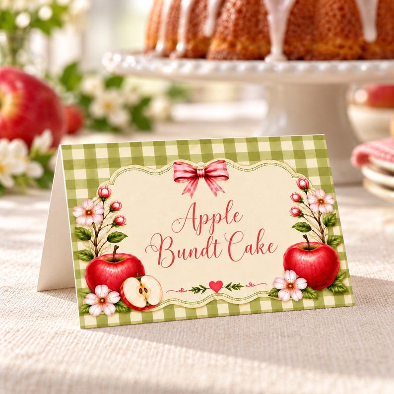 Apple Food Tent Cards Template, Apple of Our Eye Baby Shower Buffet ...