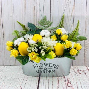 Lemon Decoration, Lemon Floral Arrangement, Lemon Arrangement, Lemon Table Decor, Floral Centerpiece with Lemons, Lemon Shower Decor