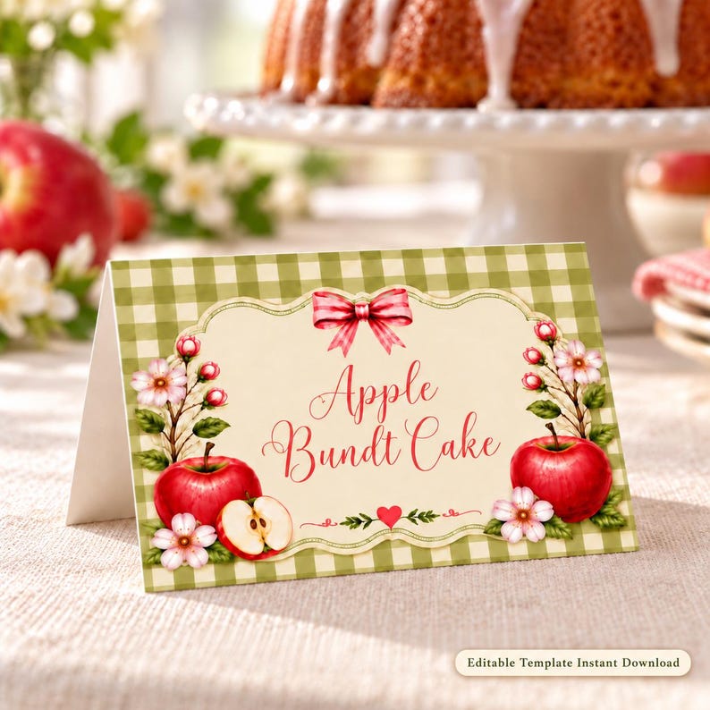 Apple Food Tent Cards Template, Apple of Our Eye Baby Shower Buffet ...