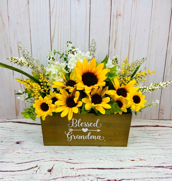 Sunflower Gift for Grandma Sunflower Basket Sunflower Floral Etsy