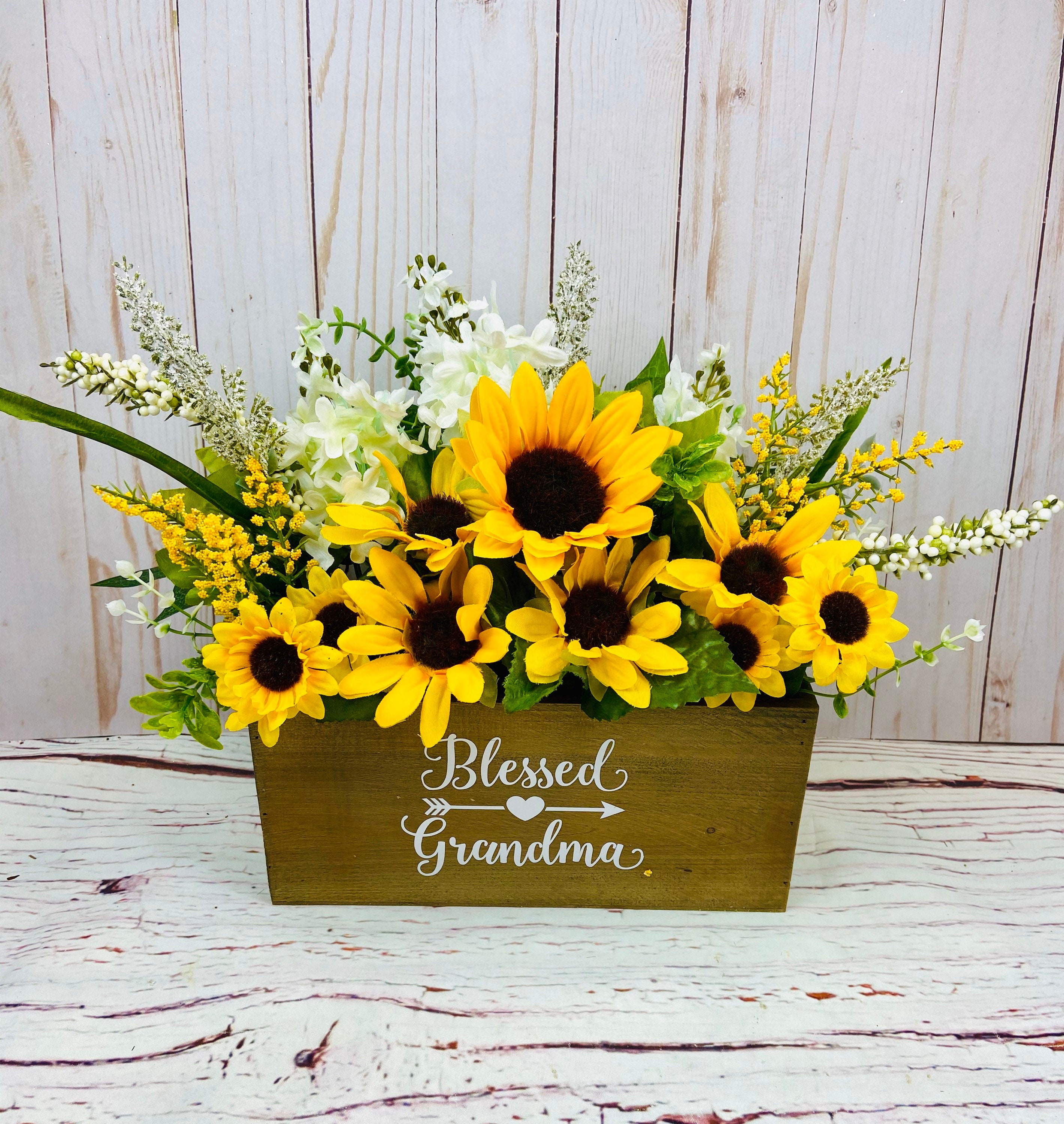Sunflower Gift for Grandma Sunflower Basket Sunflower Floral Etsy