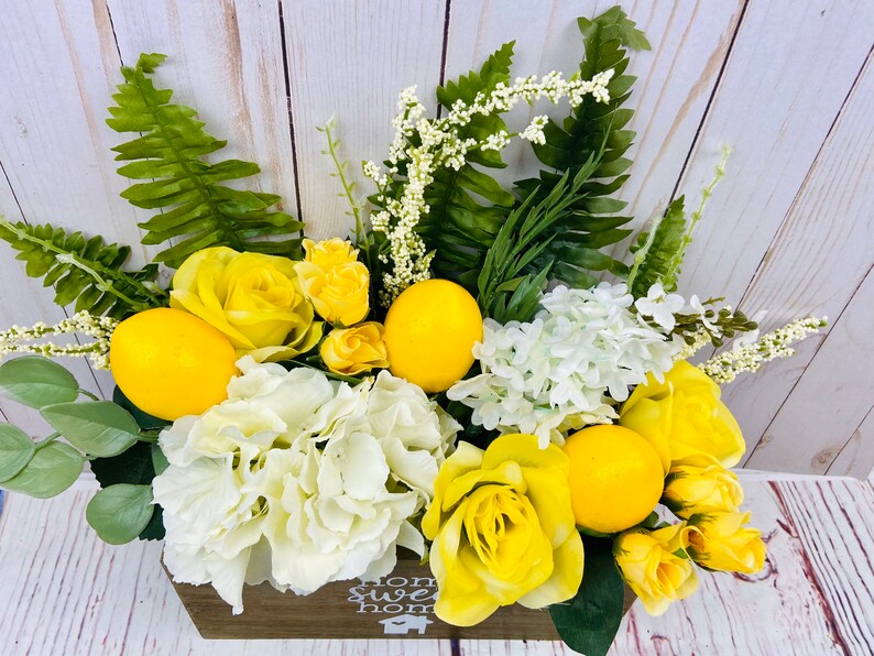 Lemon Arrangement Lemon Centerpiece Kitchen Floral | Etsy