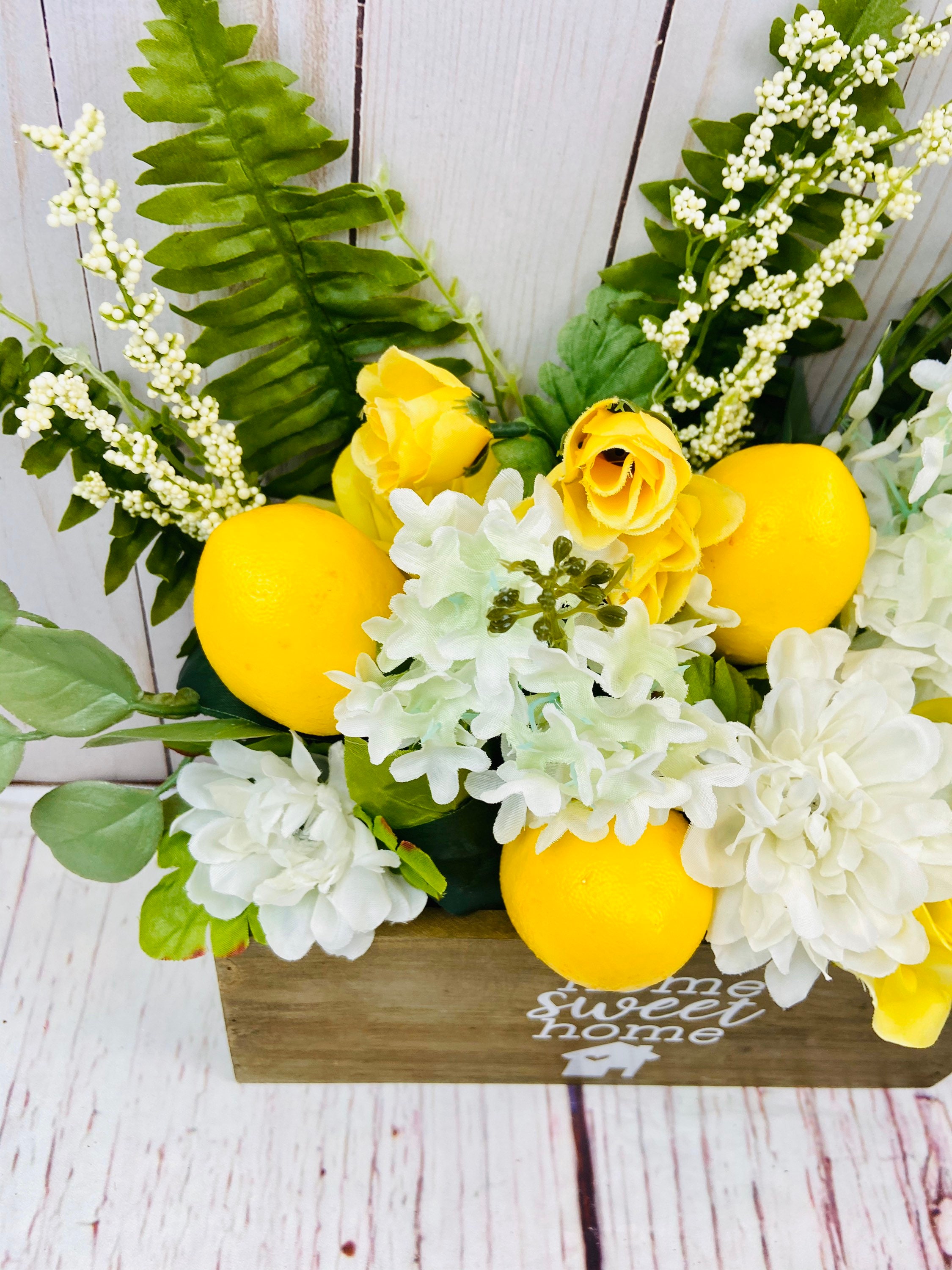 Lemon Arrangement Lemon Centerpiece Kitchen Lemon Etsy