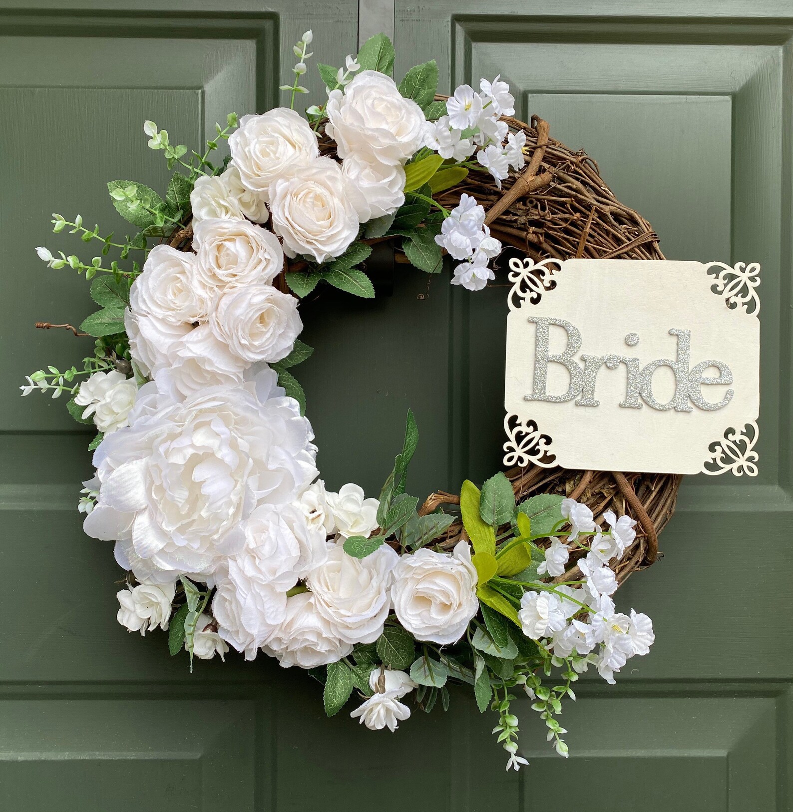 Bridal Shower Wreath Bridal Door Wreath White Door Wreath Etsy