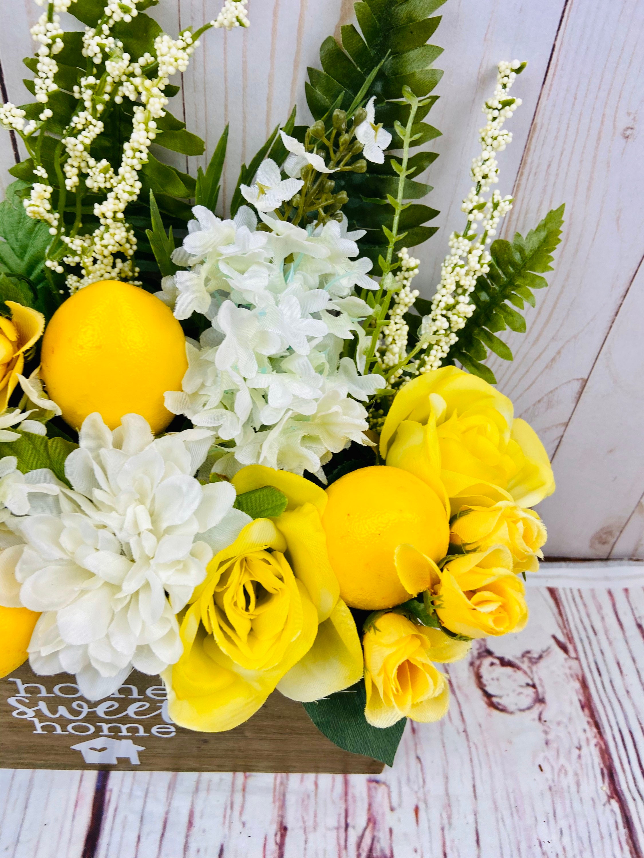 Lemon Arrangement Lemon Centerpiece Kitchen Lemon Etsy