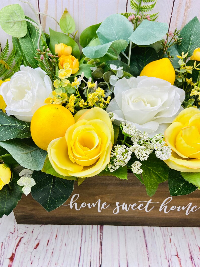 Lemon Floral Arrangement Lemon Housewarming Decor Lemon Etsy