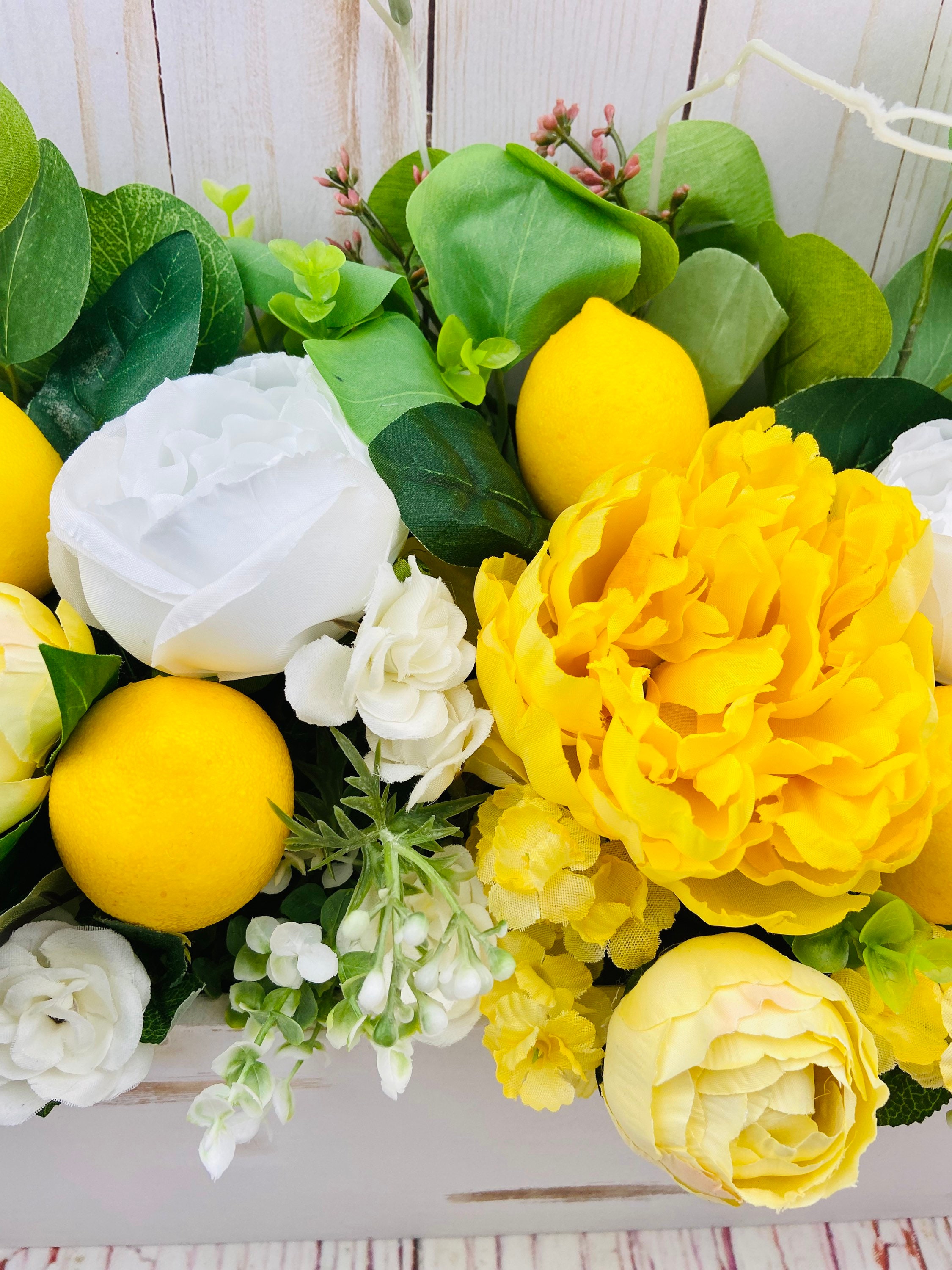 Lemon Floral Arrangement Lemon Centerpiece for Table Lemon Etsy