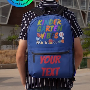 Kindergarten Vibes Kids Backpack Youth Sports Backpack Boys Backpack for Kindergarten Personalized Backpack Custom Back To School Book Bag