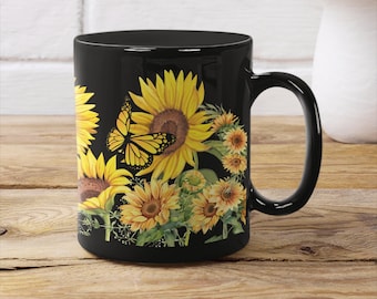 Sonnenblumenbecher Sonnenblume Geschenke Sonnenblumentasse Sonnenblume Kaffeetasse Sonnenblume Kaffeetasse Einzigartige Kaffeetasse Sonnenblume Geschenk für sie Sonnenblumen